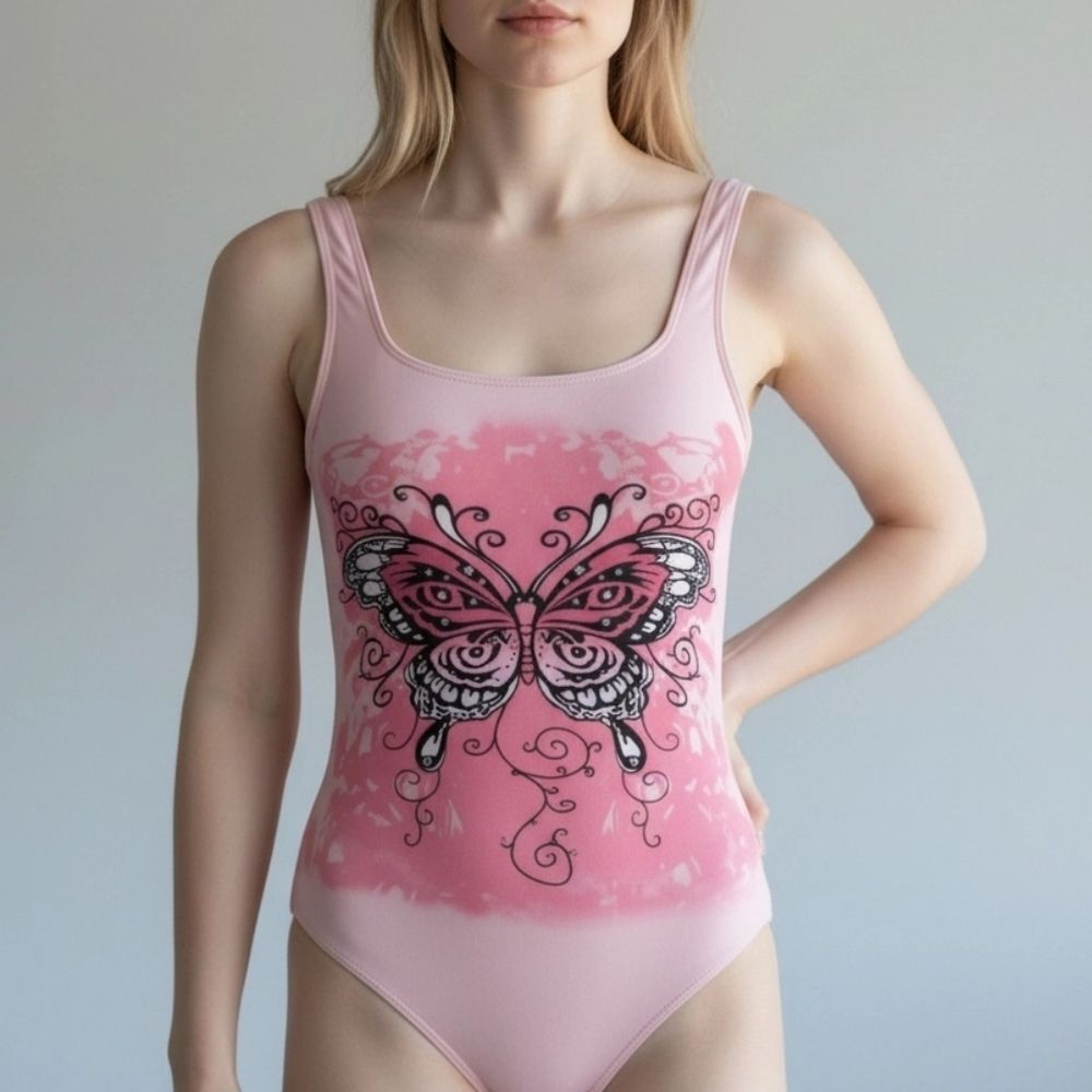 🌹ROMWE PINK BUTTERFLY🦋 SWIMSUIT sz XS